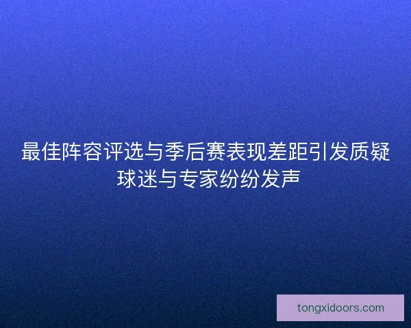 最佳阵容评选与季后赛表现差距引发质疑 球迷与专家纷纷发声