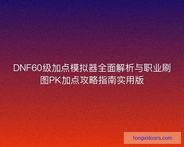 DNF60级加点模拟器全面解析与职业刷图PK加点攻略指南实用版