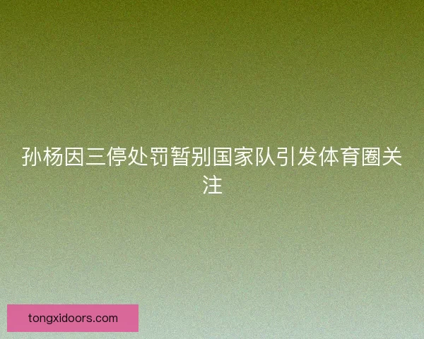 孙杨因三停处罚暂别国家队引发体育圈关注