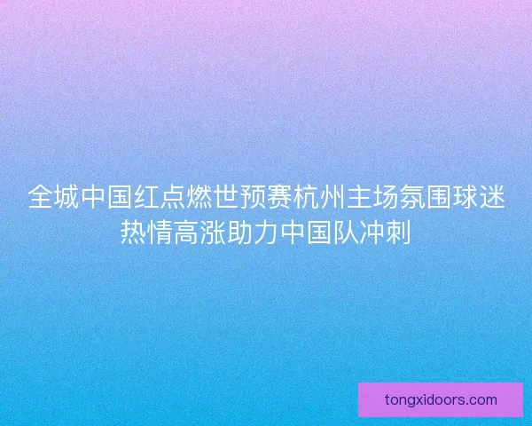 全城中国红点燃世预赛杭州主场氛围球迷热情高涨助力中国队冲刺