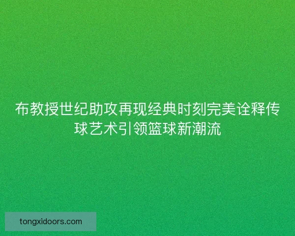 布教授世纪助攻再现经典时刻完美诠释传球艺术引领篮球新潮流