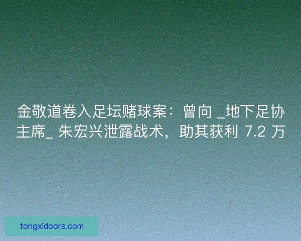 金敬道卷入足坛赌球案：曾向 _地下足协主席_ 朱宏兴泄露战术，助其获利 7.2 万